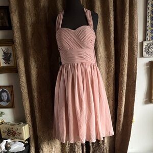 Vintage Elegant Pink Halter Dress